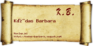 Kádas Barbara névjegykártya