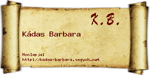 Kádas Barbara névjegykártya